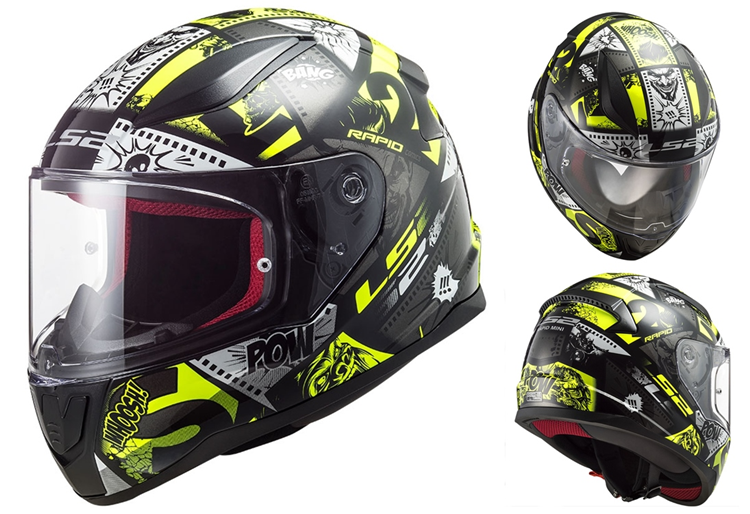 CASCO MOTO LS2 INTEGRAL JUNIOR FF353 RAPID VIGNETTE NEGRO HV AMARILLO S